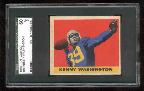 1949 Leaf Fb- #95 Kenny Washington, Los Angeles Rams- SGC 60 Ex 5