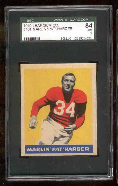 1949 Leaf Fb- #101 Marlin Pat Harder- (Misspelled “Harber” on front”)- SGC 84 NM 7 