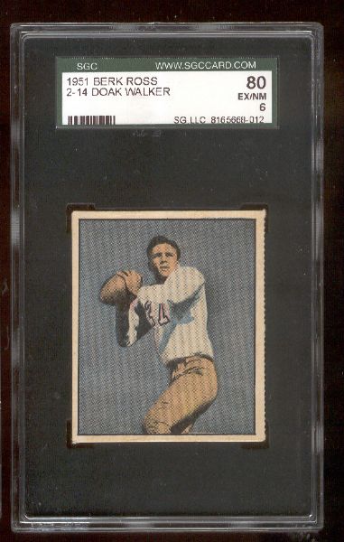 1951 Berk Ross Fb- #2-14 Doak Walker, SMU- SGC 80 (EX/NM 6)