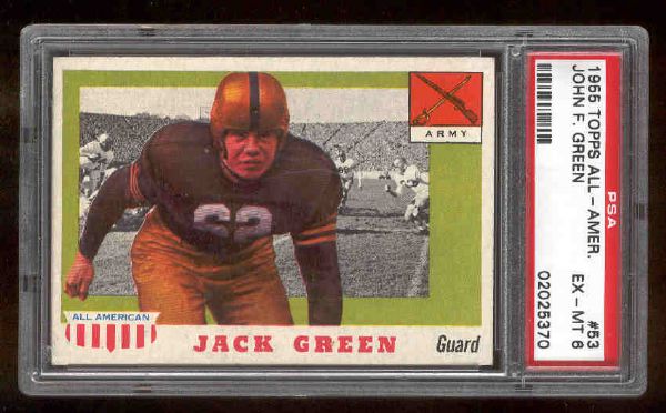 1955 Topps Fb All American - #53 John F. Green, Army- PSA Ex-Mt 6 