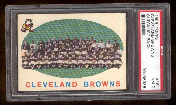 1959 Topps Fb- #161 Cleveland Browns Team- PSA NM 7 