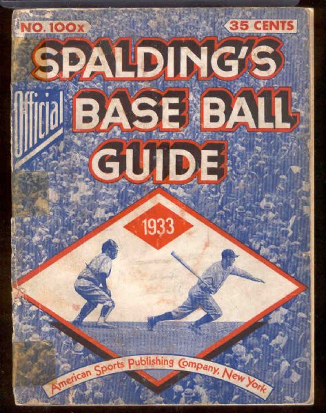 1933 Spalding Baseball Guide