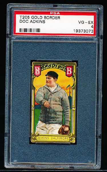 1911 T205 Baseball- Doc Adkins, Baltimore- PSA Vg-Ex 4 – Hassan back