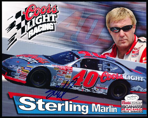 Sterling Marlin Autographed 2003 #40 Coors Light Dodge NASCAR Racing 8 x 10 Color Handout- JSA Certified