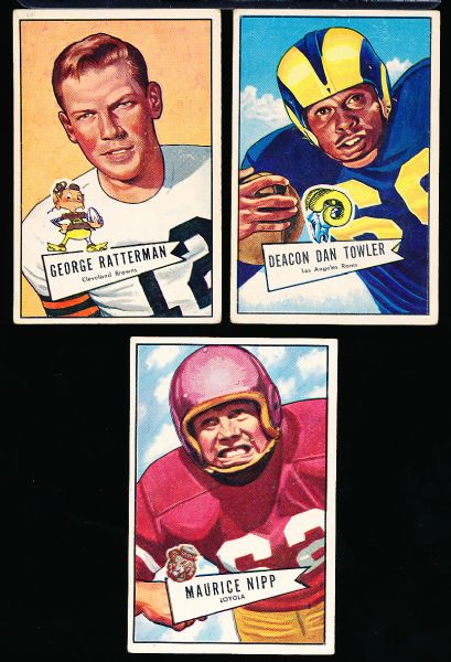 1952 Bowman Large Football- 3 Cards