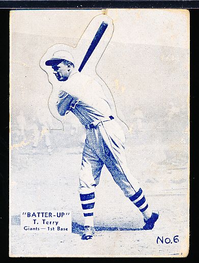 1934-36 Batter Up Bb- #6 Bill Terry, Giants- Blue tint