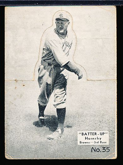 1934-36 Batter Up Bb- #35 Rogers Hornsby, Browns- Black & white tint