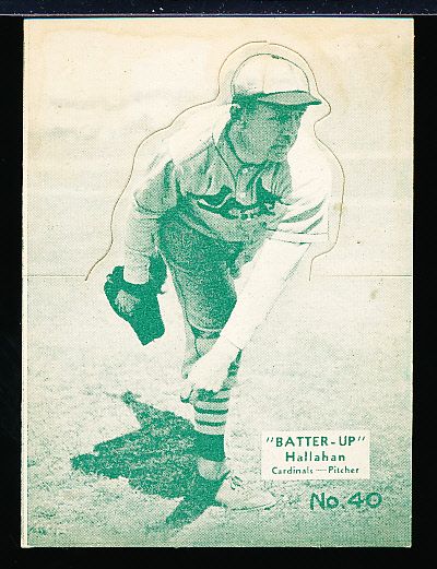1934-36 Batter Up Bb- #40 Hallahan, Cardinals- Green tint version.