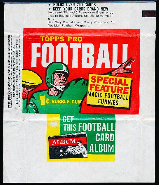 1960 Topps Football- 1 Cent Wrapper- “Special Feature Magic Football Funnies” on Front