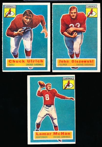 1956 Topps Football- 3 Diff. Chicago Cardinals SP