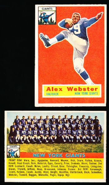 1956 Topps Football- 2 Diff. NY Giants