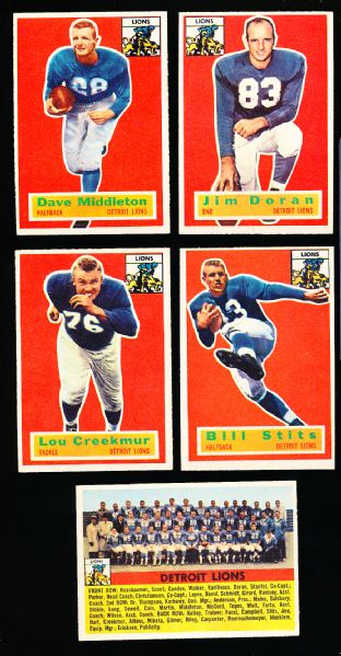 1956 Topps Football- 5 Diff. Lions