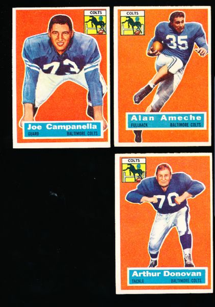 1956 Topps Football- 3 Diff. Baltimore Colts