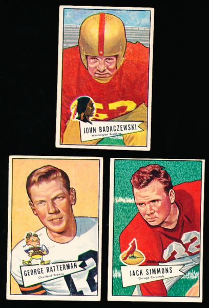 1952 Bowman Football Large- 3 Cards