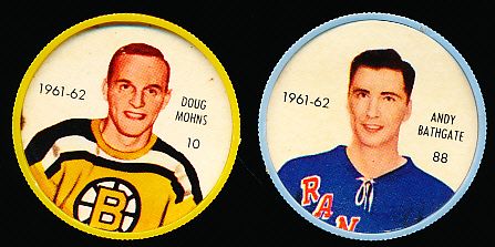 1961-62 Shirriff Hockey Coins- 2 Diff.