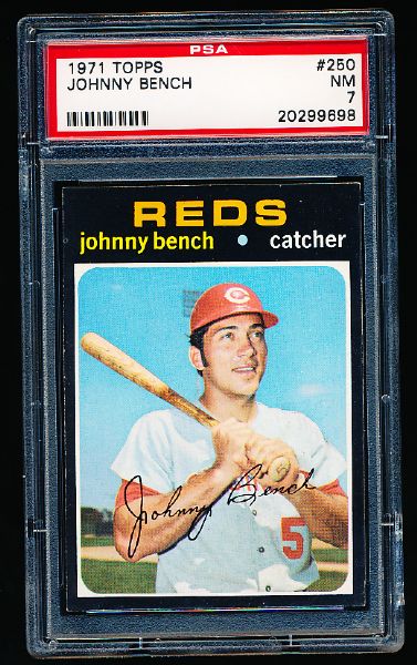 1971 Topps Baseball- #250 Johnny Bench, Reds- PSA Nm 7