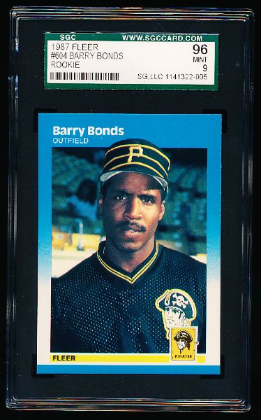 1987 Fleer Baseball- #604 Barry Bonds – SGC 96 Mint 9