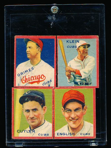 1935 Goudey 4 in 1 - #1 F Cubs (Cuyler/ English/ Grimes/ Klein)