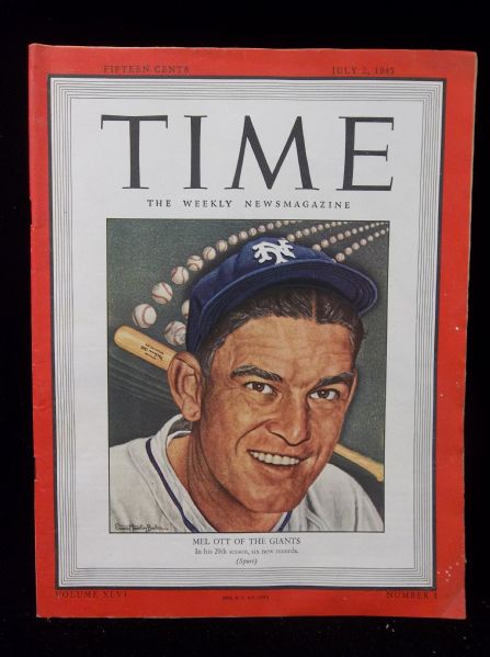 July 2, 1945 Time Magazine- Mel Ott Cover!