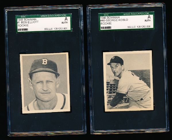 1948 Bowman Baseball- 2 Diff SGC Graded Authentic Cards