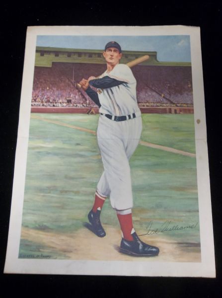 1950’s? Lorenzo de Nevers Water Color Print of Ted Williams, Red Sox- Neat!