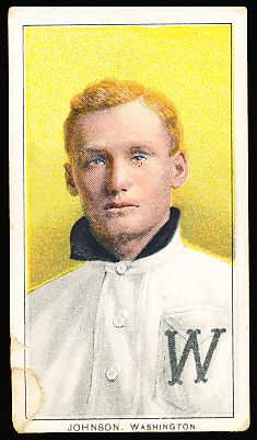 1909-11 T206 Baseball- Walter Johnson, Washington- Portrait Pose- Piedmont 150 back. 