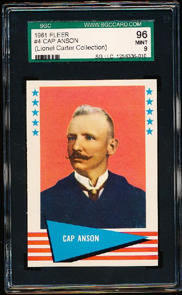 1961 Fleer Baseball Greats- #4 Cap Anson- SGC 96 Mint 9- Lionel Carter Collection