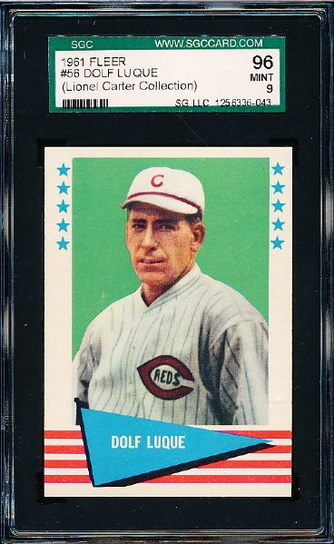 1961 Fleer Baseball Greats- #56 Dolph Luque- SGC 96 Mint 9- Lionel Carter Collection