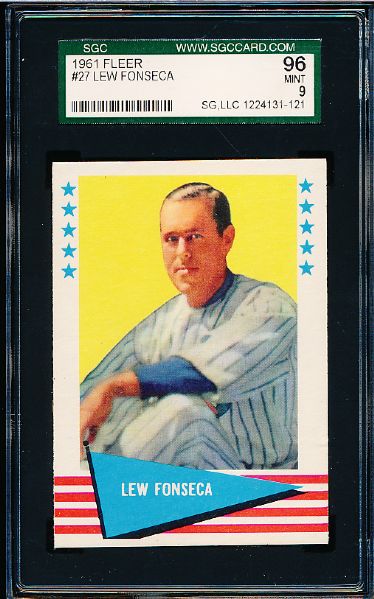 1961 Fleer Baseball Greats- #27 Lew Fonseca- SGC 96 Mint 9