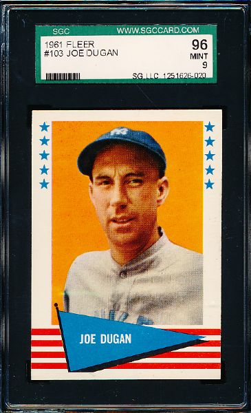 1961 Fleer Baseball Greats- #103 Joe Dugan- SGC 96 Mint 9 