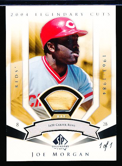 2004 Upper Deck SP Legendary Cuts- #58 Joe Morgan- Authentic Game Used Bat Card- 1 of 1