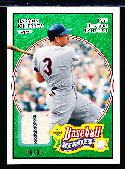 2005 Upper Deck Baseball Heroes- Game Used Jersey Card- #31 Harmon Killebrew #08/99