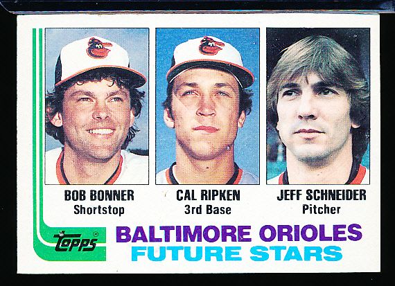 1982 Topps Bsbl. #21 Bonner/ Cal Ripken, Jr. RC/ Schneider