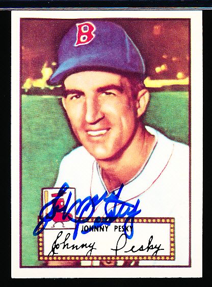 1983 Topps 1952 Reprint Bsbl. #15 Johnny Pesky, Red Sox- Autographed