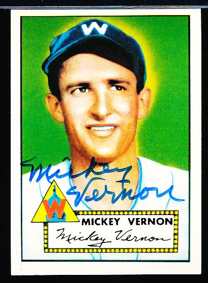 1983 Topps 1952 Reprint Bsbl. #106 Mickey Vernon, Senators- Autographed