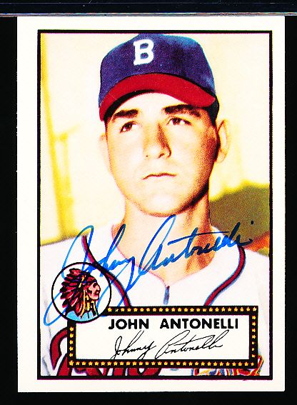 1983 Topps 1952 Reprint Bsbl. #140 Johnny Antonelli, Giants- Autographed