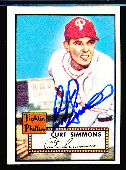 1983 Topps 1952 Reprint Bsbl. #203 Curt Simmons, Phillies- Autographed