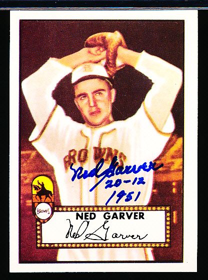 1983 Topps 1952 Reprint Bsbl. #212 Ned Garver, Browns- Autographed