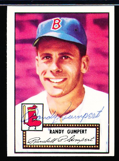 1983 Topps 1952 Reprint Bsbl. #247 Randy Gumpert, Red Sox- Autographed