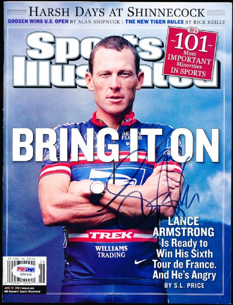 June 8, 2004 Sports Illustrated Magazine- Autographed by Cover Subject Lance Armstrong- PSA/DNA Certified