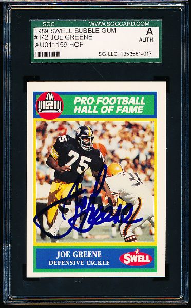 1989 Swell HOF Ftbl. #142 Joe Greene, Steelers- Autographed- SGC Certified/ Slabbed