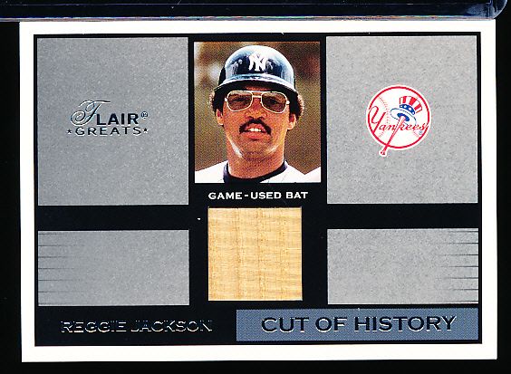 2003 Flair Greats Bb- “Cut of History Game Used”- Reggie Jackson, Yankees