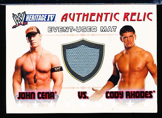 2008 Topps WW Raw Heritage IV- “Authentic Relic”- 8/18/08 Chicago, IL Mat Piece From John Cena vs. Cody Rhodes Fight