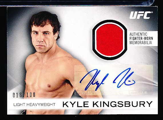 2012 Topps UFC Knockout- “Autographed Fighter Gear Relics”- #AFG-KK Kyle Kingsbury- #18/100