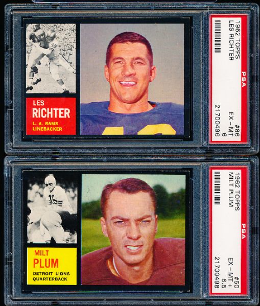 1962 Topps Fb- 2 Diff. PSA Cards