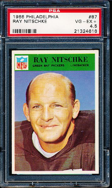 1966 Philly Fb- #87 Ray Nitchke, Packers- PSA Vg-Ex+ 4.5