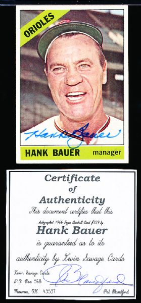 1966 Topps Bsbl. #229 Hank Bauer, Orioles- Autographed