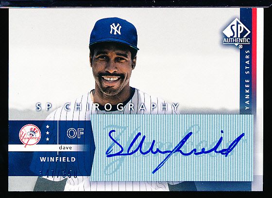 2003 SP Authentic Bsbl. “SP Chirography” #DW1 Dave Winfield, Yankees