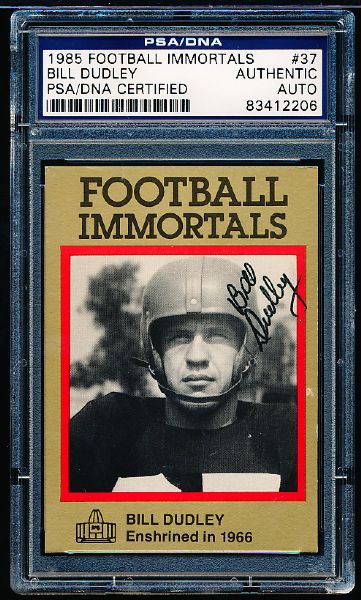 1985 Football Immortals #37 Bill Dudley- Autographed- PSA/DNA Certified/ Slabbed