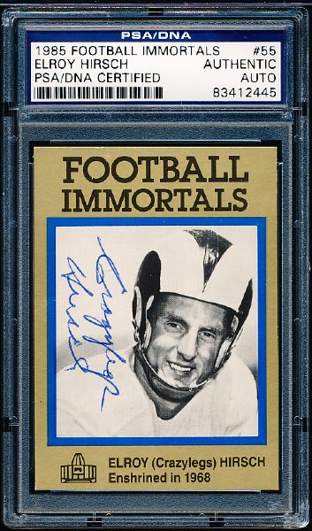 1985 Football Immortals #55 Elroy “Crazylegs” Hirsch- Autographed- PSA/DNA Certified/ Slabbed